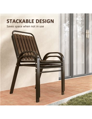 Outsunny 3 Pieces Patio Bistro Set with Stackable Chairs, Tempered Glass Table, for Outdoor, Balcony, Patio, Garden, Dark Brown