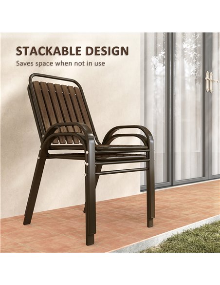 Outsunny 3 Pieces Patio Bistro Set with Stackable Chairs, Tempered Glass Table, for Outdoor, Balcony, Patio, Garden, Dark Brown - pic 152228 | FastDaddyshop