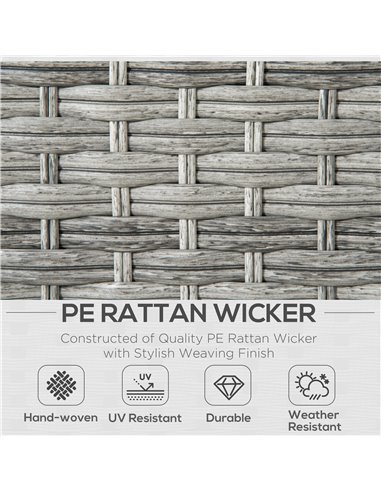 Outsunny 5-Seater Rattan Garden Furniture Set with Cushions, Convertible Middle Table, Mixed Grey