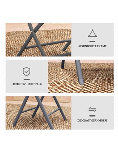 Outsunny 3 Pieces Outdoor Bistro Set, Glass Top Outdoor Table and 2 Folding Chairs with Protecting Feet, Grey