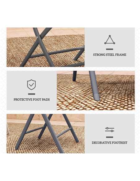 Outsunny 3 Pieces Outdoor Bistro Set, Glass Top Outdoor Table and 2 Folding Chairs with Protecting Feet, Grey - pic 152239 | FastDaddyshop