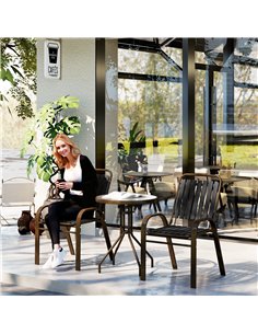 Outsunny 3 Pieces Patio Bistro Set with Stackable Chairs, Tempered Glass Table, for Outdoor, Balcony, Patio, Garden Charcoal Gre 2