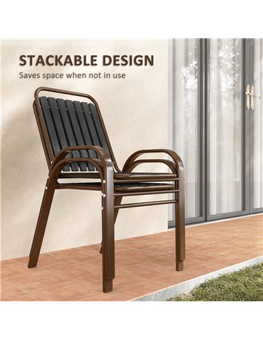 Outsunny 3 Pieces Patio Bistro Set with Stackable Chairs, Tempered Glass Table, for Outdoor, Balcony, Patio, Garden Charcoal Gre