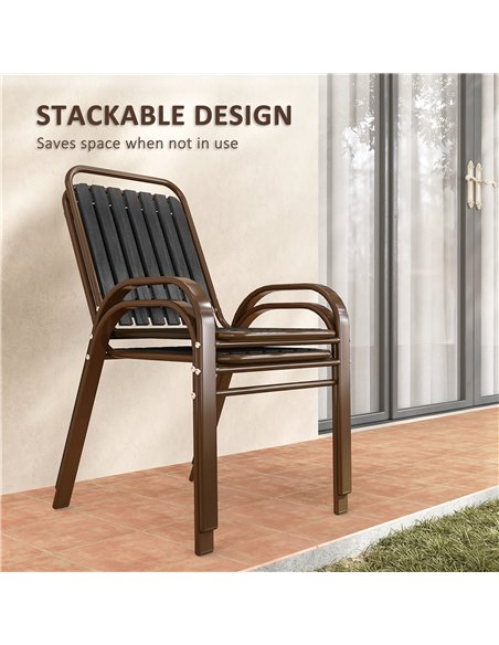 Outsunny 3 Pieces Patio Bistro Set with Stackable Chairs, Tempered Glass Table, for Outdoor, Balcony, Patio, Garden Charcoal Gre - pic 152246 | FastDaddyshop