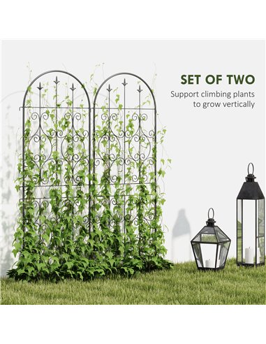 Outsunny Set of 2 Metal Garden Trellis, Decorative Trellis Panels for Climbing Outdoor Plants, Vegetables, Vines, Flowers, 150 x