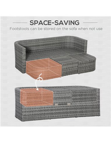 Outsunny 5-Seater Rattan Garden Furniture Set with Cushions, Convertible Middle Table, Mixed Grey