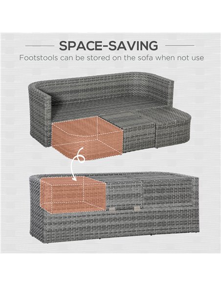 Outsunny 5-Seater Rattan Garden Furniture Set with Cushions, Convertible Middle Table, Mixed Grey - pic 15226 | FastDaddyshop