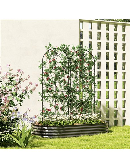 Outsunny Set of 2 Garden Trellis, Metal Fence Panels for Climbing Outdoor Plants, Flowers, 150 x 50cm - pic 152261 | FastDaddyshop