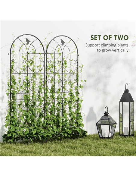 Outsunny Set of 2 Garden Trellis, Metal Fence Panels for Climbing Outdoor Plants, Flowers, 150 x 50cm - pic 152263 | FastDaddyshop