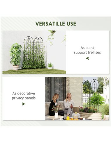Outsunny Set of 2 Garden Trellis, Metal Fence Panels for Climbing Outdoor Plants, Flowers, 150 x 50cm