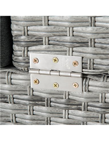 Outsunny 5-Seater Rattan Garden Furniture Set with Cushions, Convertible Middle Table, Mixed Grey