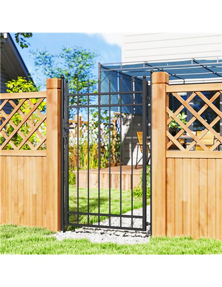 Outsunny Galvanised Steel Garden Gate, Outdoor Fence Gate Security Barrier with Lock, Keys and Handle, Outdoor Entrance Way Door - pic 152270 | FastDaddyshop