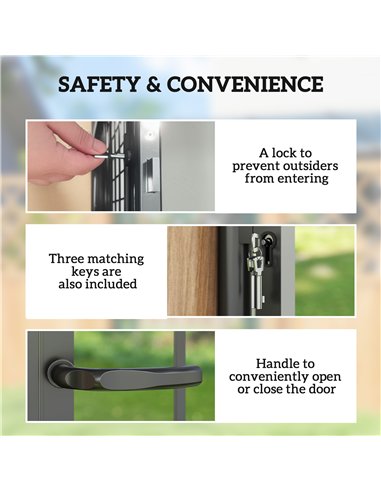 Outsunny Galvanised Steel Garden Gate, Outdoor Fence Gate Security Barrier with Lock, Keys and Handle, Outdoor Entrance Way Door