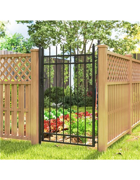 Outsunny Galvanised Steel Garden Gate, Outdoor Fence Gate Security Barrier with Lock, Keys and Handle, Outdoor Entrance Way Door - pic 152275 | FastDaddyshop