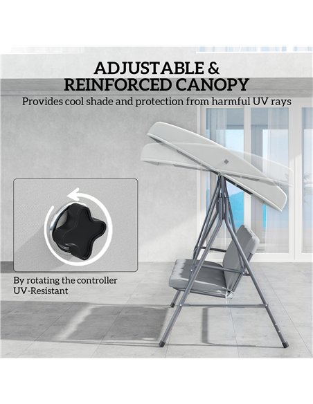 Outsunny Three-Seater Garden Swing Seat - Light Grey - pic 152290 | FastDaddyshop