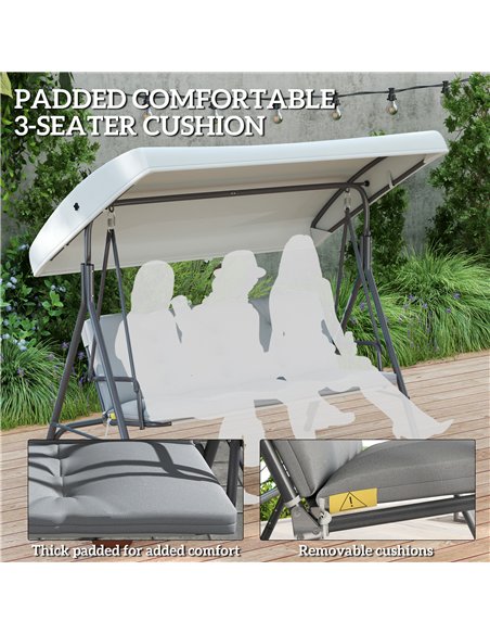 Outsunny Three-Seater Garden Swing Seat - Light Grey - pic 152291 | FastDaddyshop