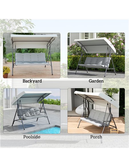 Outsunny Three-Seater Garden Swing Seat - Light Grey - pic 152293 | FastDaddyshop