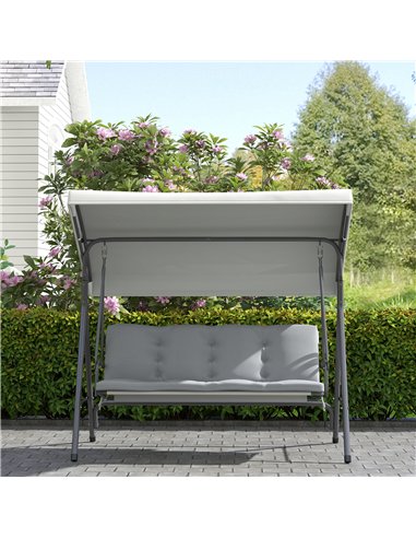 Outsunny Three-Seater Garden Swing Seat - Light Grey