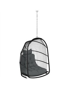 Outsunny Hanging Egg Chair, Foldable Rattan Garden Swing Chair with Installation Kit, Thickened Cushion and Headrest, Indoor Out