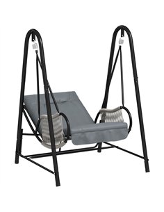 Outsunny Rattan Swing Chair, Outdoor Garden Hanging Swing Seat with Stand and Seat Cushion, Porch Hanging Chair for Balcony, Gar
