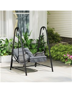 Outsunny Rattan Swing Chair, Outdoor Garden Hanging Swing Seat with Stand and Seat Cushion, Porch Hanging Chair for Balcony, Gar 2