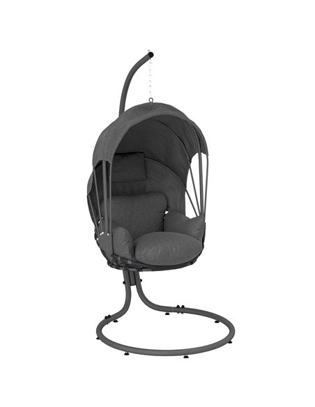 Outsunny Hanging Egg Chair Swing Hammock Chair with Stand, Cushion and Retractable Canopy, for Indoor and Outdoor, Grey - pic 152341 | FastDaddyshop