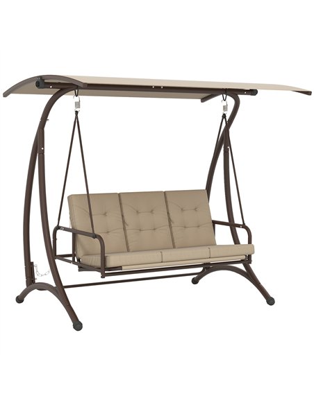 Outsunny 3 Seater Garden Swing Seat Bed, Convertible Swing Chair Bench with UPF30+ Adjustable Canopy, Cushioned Seat and Weather - pic 152350 | FastDaddyshop