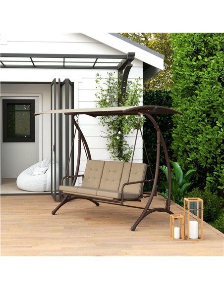 Outsunny 3 Seater Garden Swing Seat Bed, Convertible Swing Chair Bench with UPF30+ Adjustable Canopy, Cushioned Seat and Weather - pic 152351 | FastDaddyshop