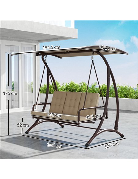 Outsunny 3 Seater Garden Swing Seat Bed, Convertible Swing Chair Bench with UPF30+ Adjustable Canopy, Cushioned Seat and Weather - pic 152352 | FastDaddyshop