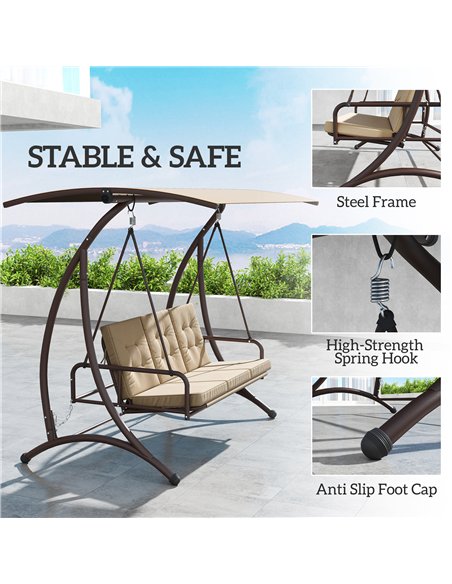 Outsunny 3 Seater Garden Swing Seat Bed, Convertible Swing Chair Bench with UPF30+ Adjustable Canopy, Cushioned Seat and Weather - pic 152356 | FastDaddyshop