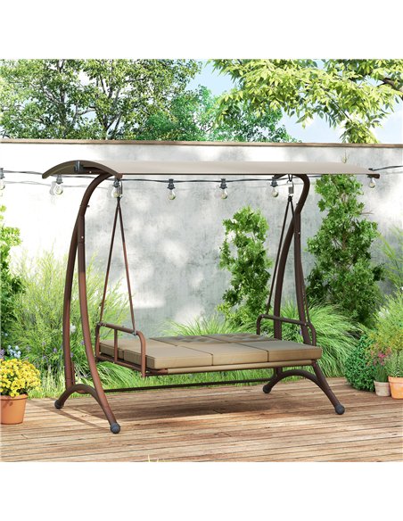 Outsunny 3 Seater Garden Swing Seat Bed, Convertible Swing Chair Bench with UPF30+ Adjustable Canopy, Cushioned Seat and Weather - pic 152357 | FastDaddyshop