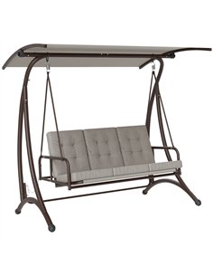 Outsunny 3 Seater Garden Swing Seat Bed, Convertible Swing Chair Bench with UPF30+ Adjustable Canopy, Cushioned Seat and Weather