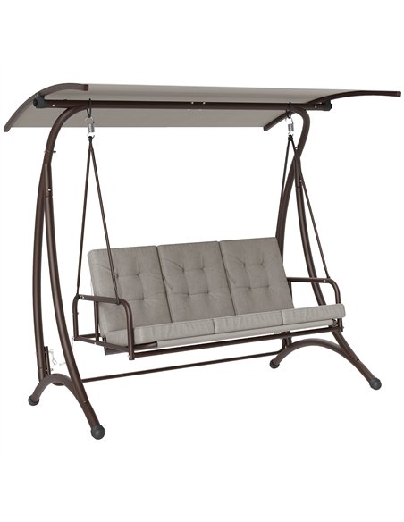Outsunny 3 Seater Garden Swing Seat Bed, Convertible Swing Chair Bench with UPF30+ Adjustable Canopy, Cushioned Seat and Weather - pic 152359 | FastDaddyshop