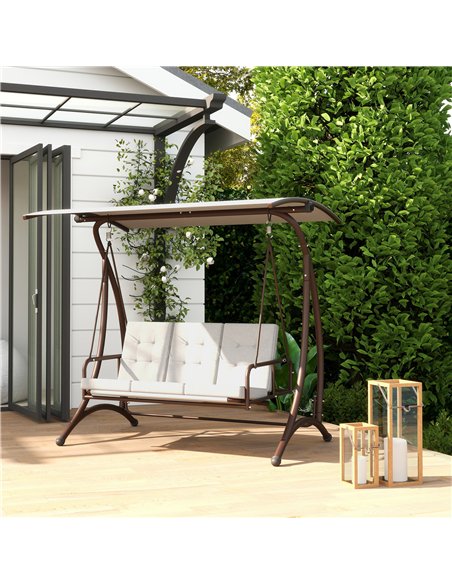 Outsunny 3 Seater Garden Swing Seat Bed, Convertible Swing Chair Bench with UPF30+ Adjustable Canopy, Cushioned Seat and Weather - pic 152360 | FastDaddyshop