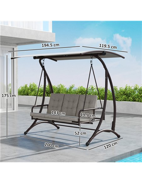 Outsunny 3 Seater Garden Swing Seat Bed, Convertible Swing Chair Bench with UPF30+ Adjustable Canopy, Cushioned Seat and Weather - pic 152361 | FastDaddyshop