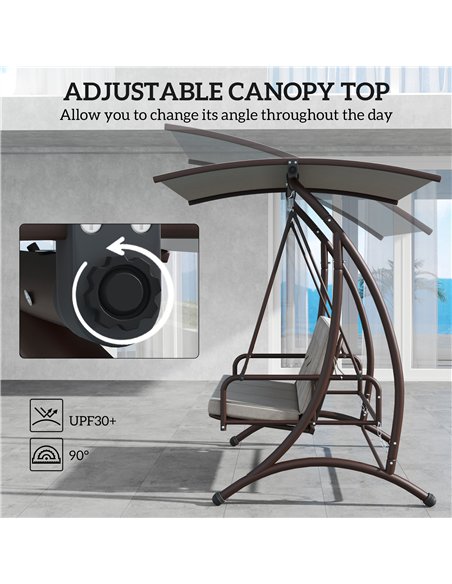 Outsunny 3 Seater Garden Swing Seat Bed, Convertible Swing Chair Bench with UPF30+ Adjustable Canopy, Cushioned Seat and Weather - pic 152363 | FastDaddyshop