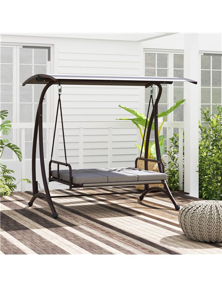 Outsunny 3 Seater Garden Swing Seat Bed, Convertible Swing Chair Bench with UPF30+ Adjustable Canopy, Cushioned Seat and Weather - pic 152366 | FastDaddyshop