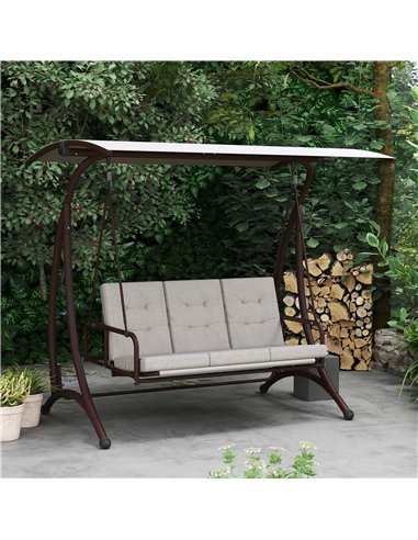 Outsunny 3 Seater Garden Swing Seat Bed, Convertible Swing Chair Bench with UPF30+ Adjustable Canopy, Cushioned Seat and Weather