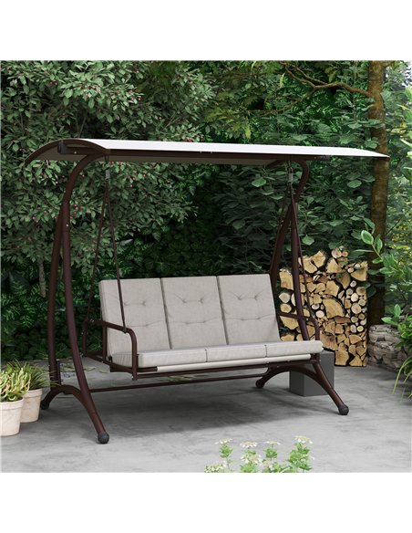 Outsunny 3 Seater Garden Swing Seat Bed, Convertible Swing Chair Bench with UPF30+ Adjustable Canopy, Cushioned Seat and Weather - pic 152367 | FastDaddyshop