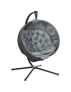 Outsunny Round Egg Basket Chair, with Steel Stand, Charcoal Grey