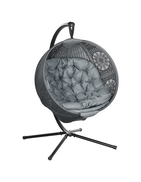 Outsunny Round Egg Basket Chair, with Steel Stand, Charcoal Grey - pic 152377 | FastDaddyshop