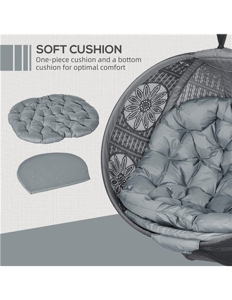 Outsunny Round Egg Basket Chair, with Steel Stand, Charcoal Grey - pic 152380 | FastDaddyshop