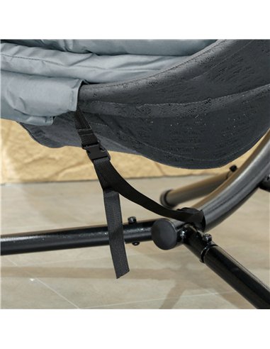 Outsunny Round Egg Basket Chair, with Steel Stand, Charcoal Grey