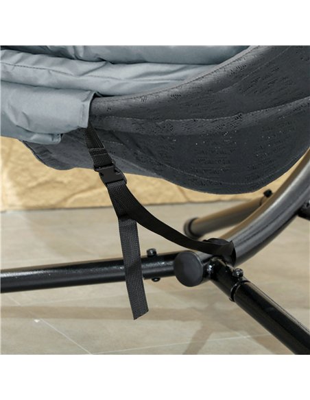 Outsunny Round Egg Basket Chair, with Steel Stand, Charcoal Grey - pic 152385 | FastDaddyshop