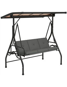 Outsunny Convertible Three-Seater Swing Bench Bed - Dark Grey