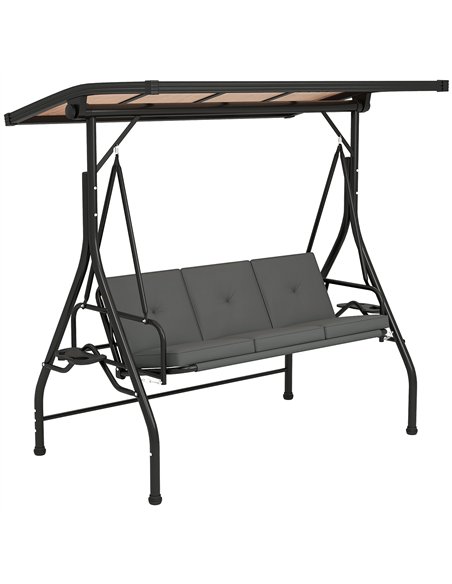 Outsunny Convertible Three-Seater Swing Bench Bed - Dark Grey - pic 152386 | FastDaddyshop