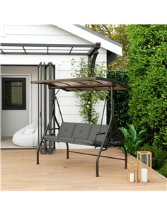 Outsunny Convertible Three-Seater Swing Bench Bed - Dark Grey 2