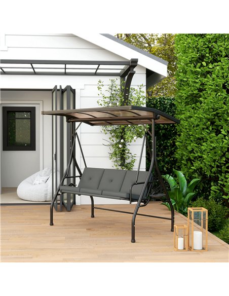 Outsunny Convertible Three-Seater Swing Bench Bed - Dark Grey - pic 152387 | FastDaddyshop