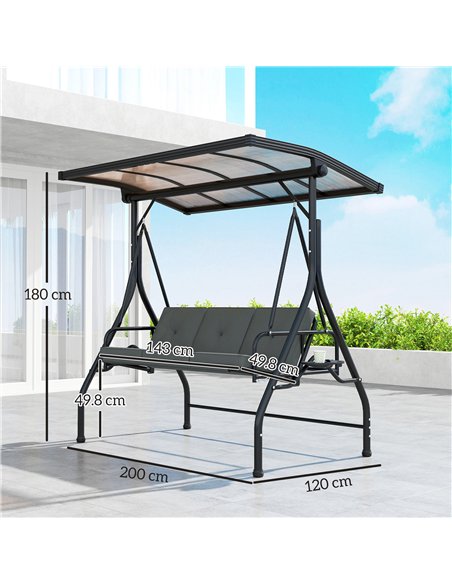 Outsunny Convertible Three-Seater Swing Bench Bed - Dark Grey - pic 152388 | FastDaddyshop