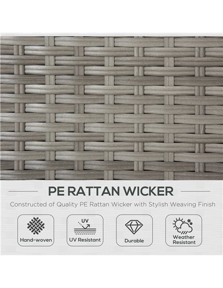Outsunny 3 Pieces Outdoor PE Rattan Sofa Set with Tempered Glass Table-top & Cushion, Grey - pic 15239 | FastDaddyshop